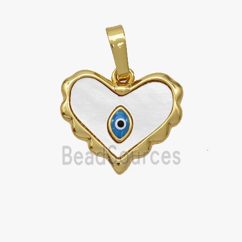 Copper Heart Eye Pendant Pave Shell Gold Plated