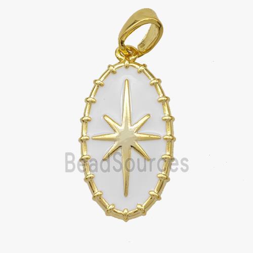 Copper Northstar Pendant White Enamel Gold Plated