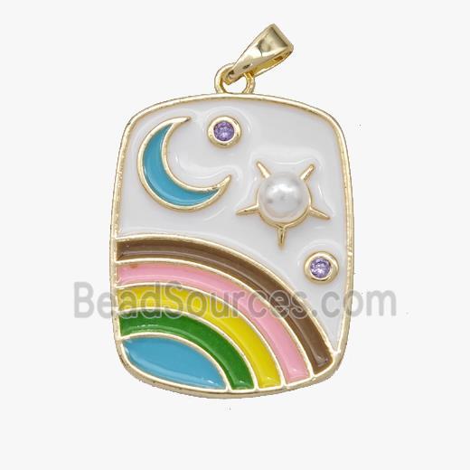 Copper Rainbow Pendant Sun Moon Enamel Gold Plated