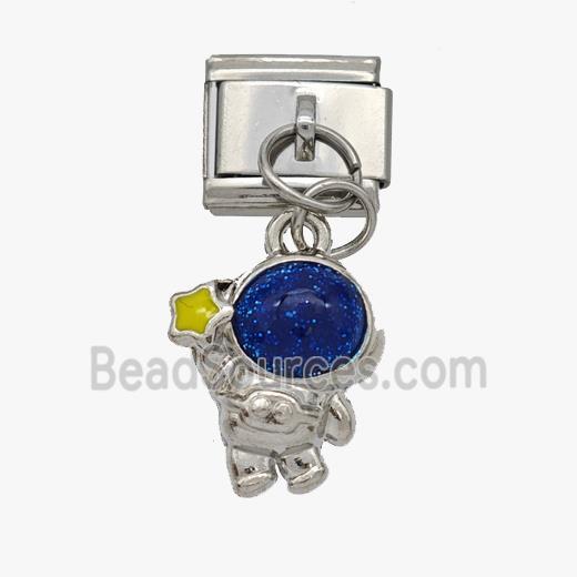 Raw Stainless Steel Element For Module Bracelet With Copper Astronaut Pendant