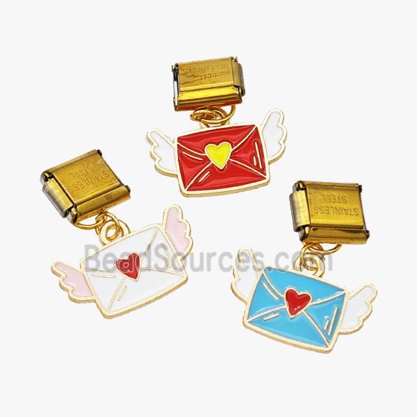 Stainless Steel Element For Module Bracelet With Copper Mailer Pendant Enamel Gold Plated Mixed