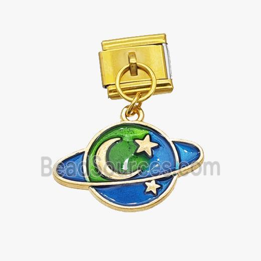 Stainless Steel Element For Module Bracelet With Planet Cloud Pendant Painted Gold Plated