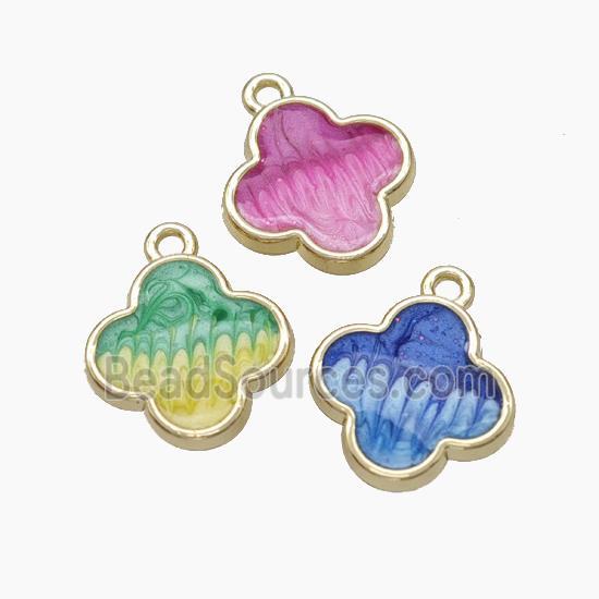 Copper Clover Pendant Painted Gold Plated Mixed Color