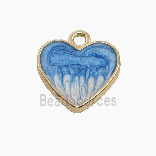 Copper Heart Pendant Blue Painted Gold Plated