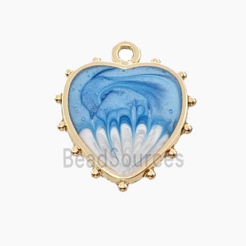 Copper Heart Pendant Blue Painted Gold Plated