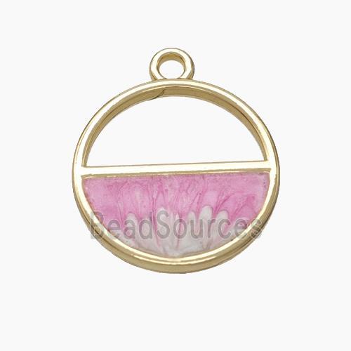 Copper Sun Pendant Pink Painted Gold Plated