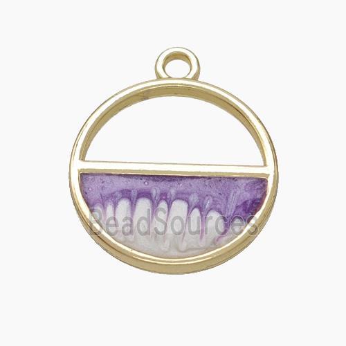 Copper Sun Pendant Purple Painted Gold Plated