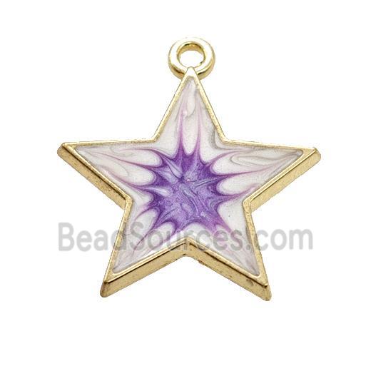 Copper Star Pendant Purple Painted Gold Plated