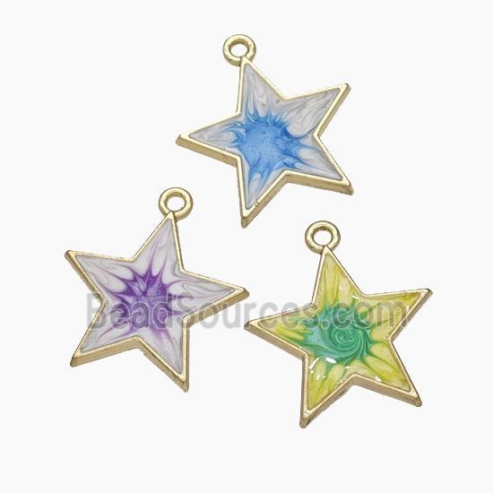 Copper Star Pendant Painted Gold Plated Mixed