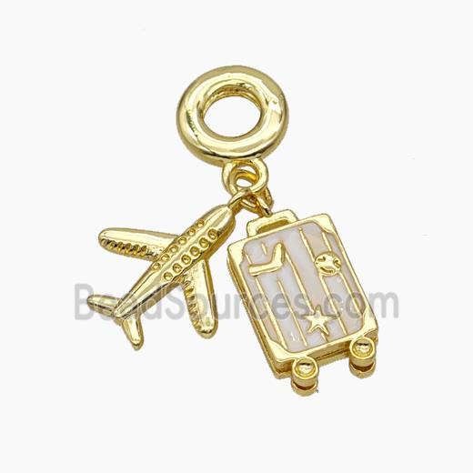 Copper Airplane Travel Box Pendant Painted Gold Plated