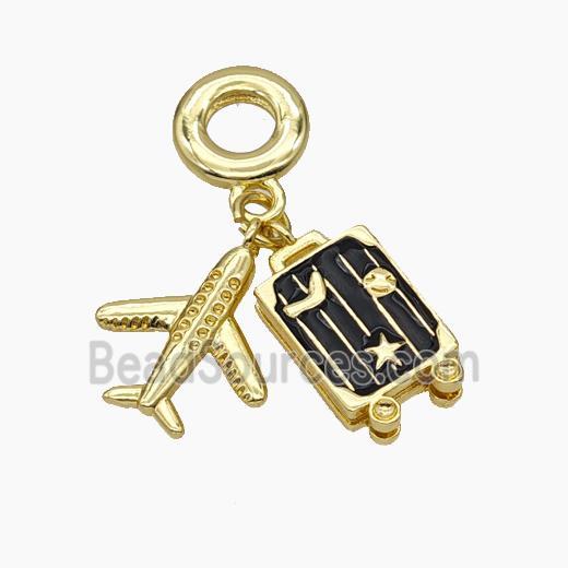 Copper Airplane Travel Box Pendant Painted Gold Plated