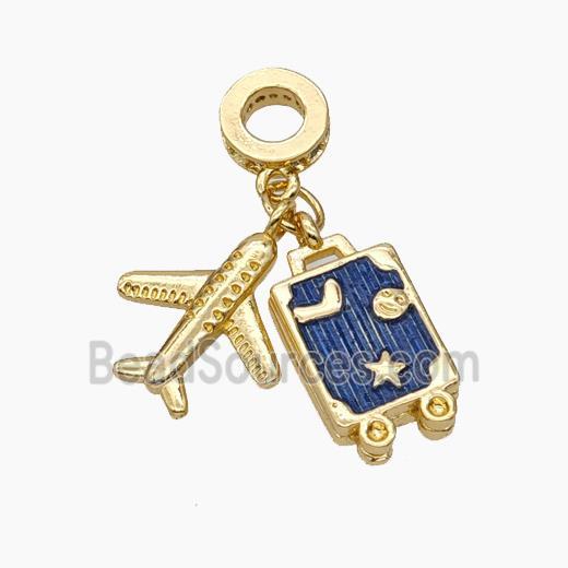 Copper Airplane Travel Box Pendant Painted Gold Plated