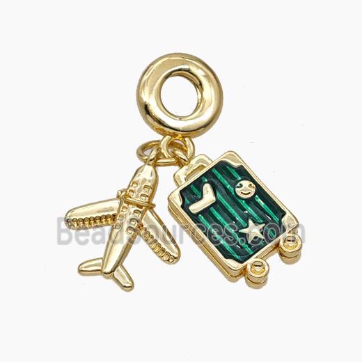 Copper Airplane Travel Box Pendant Painted Gold Plated