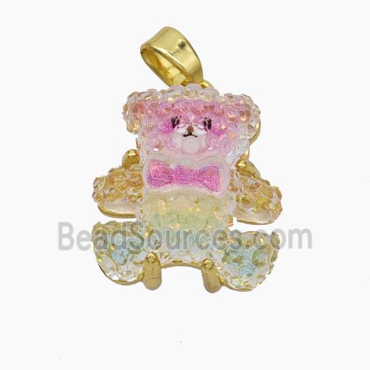 Acrylic Bear Pendant Gold Plated