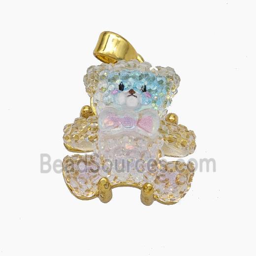 Acrylic Bear Pendant Gold Plated