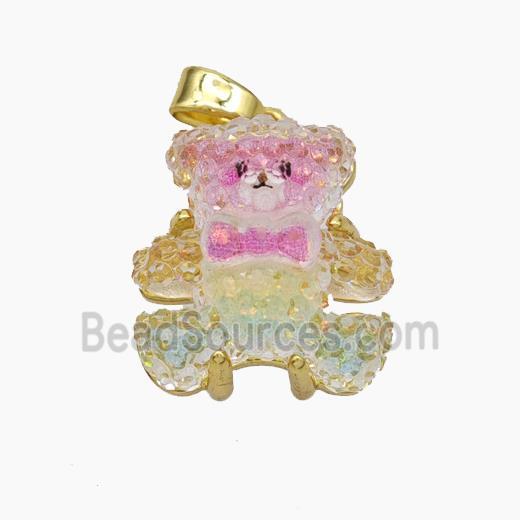 Acrylic Bear Pendant Gold Plated