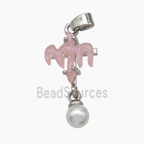 Copper Cross Pendant Pave Acrylic Platinum Plated