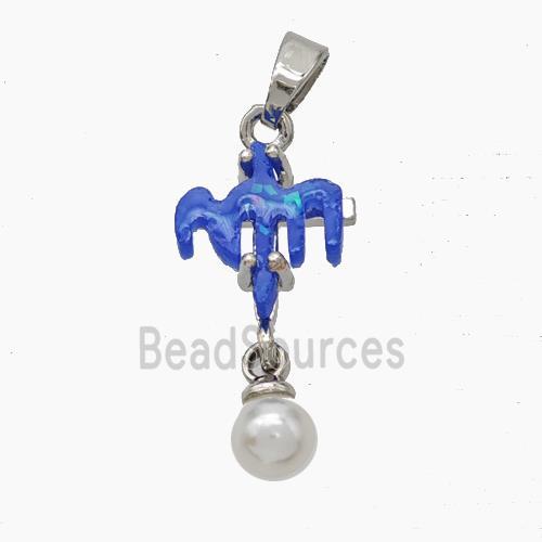 Copper Cross Pendant Pave Acrylic Platinum Plated