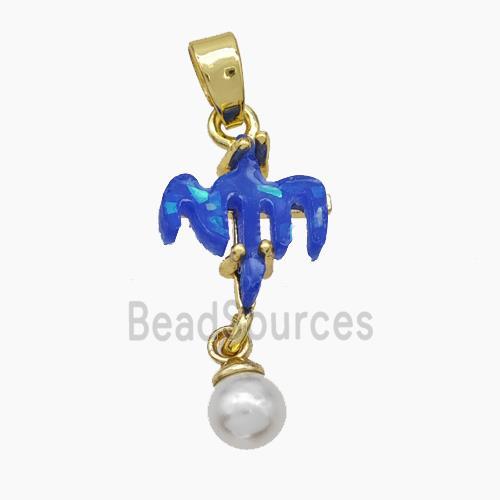 Copper Cross Pendant Pave Acrylic Gold Plated