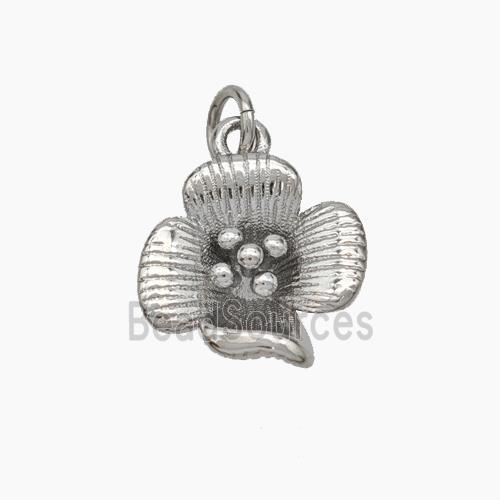 Copper Flower Pendant Platinum Plated