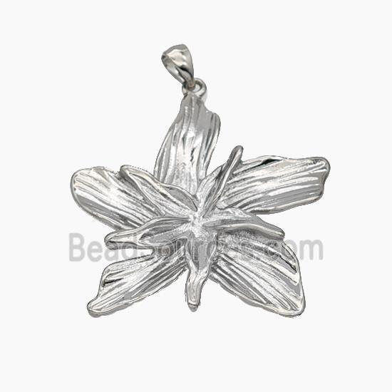 Copper Flower Pendant Platinum Plated