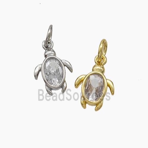 Copper Tortoise Pendant Pave Zirconia Gold Plated