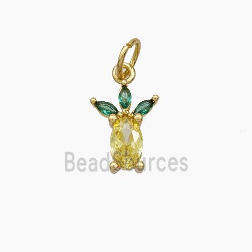 Copper Pineapple Pendant Pave Zirconia Gold Plated