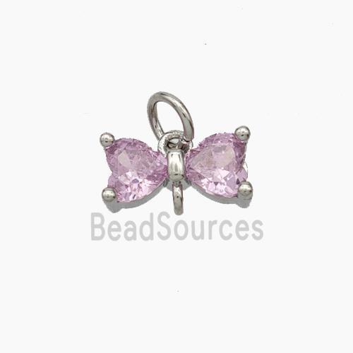 Copper Butterfly Pendant Pave Zirconia Platinum Plated