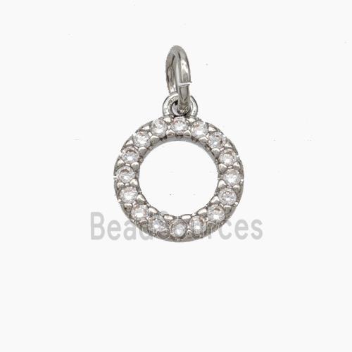 Copper Circle Pendant Pave Zirconia Platinum Plated
