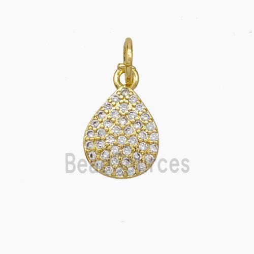 Copper Teardrop Pendant Pave Zirconia Gold Plated