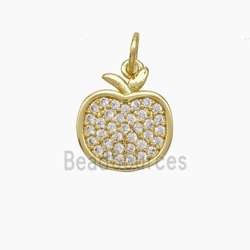 Copper Apple Pendant Pave Zirconia Gold Plated