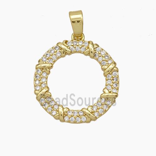 Copper Circle Pendant Pave Zirconia Gold Plated