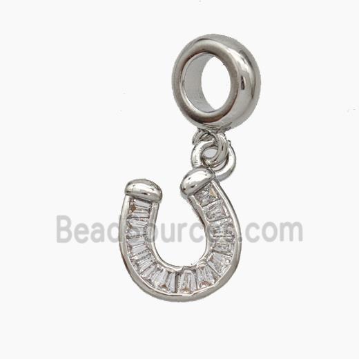 Copper Horseshoe Pendant Pave Zirconia Platinum Plated