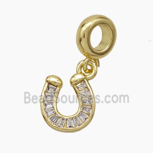 Copper Horseshoe Pendant Pave Zirconia Gold Plated