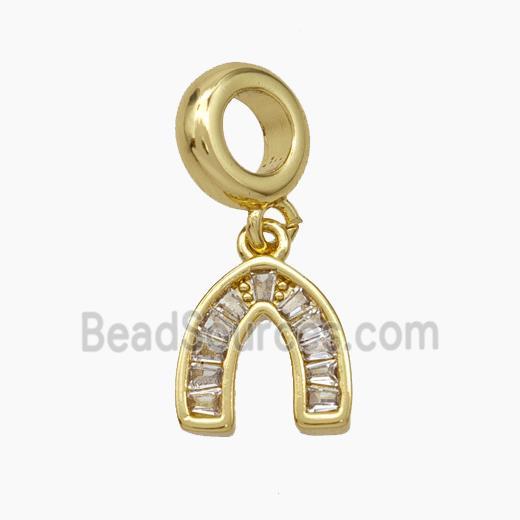 Copper Horseshoe Pendant Pave Zirconia Gold Plated