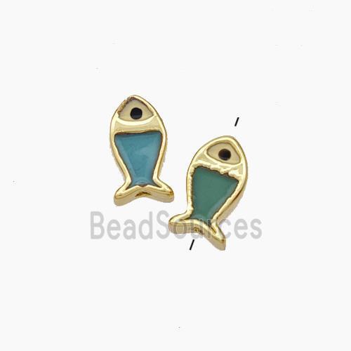 Copper Fish Beads Enamel Gold Plated