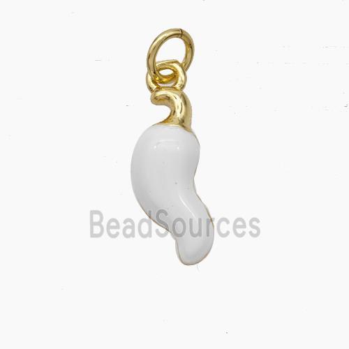 Copper Chili Pendant White Enamel Gold Plated