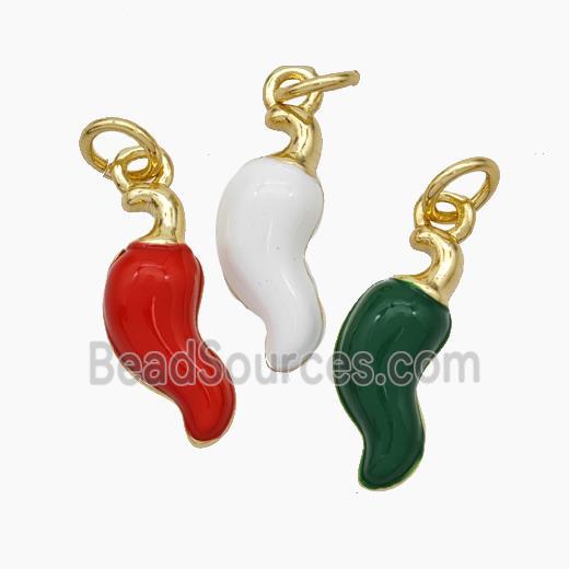 Copper Chili Pendant Enamel Gold Plated Mixed