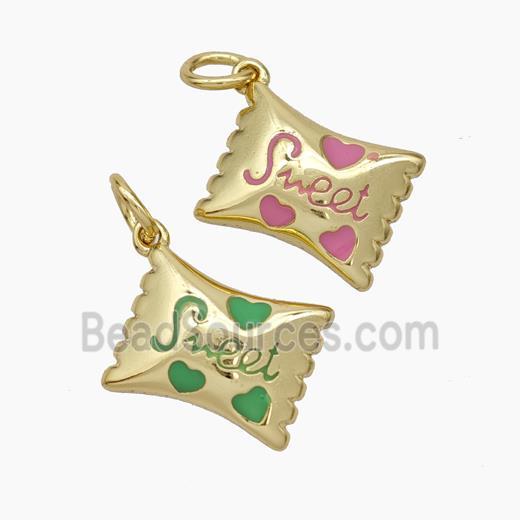 Sweet Candy Copper Pendant Enamel Gold Plated Mixed