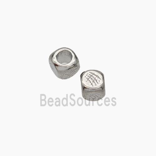 Copper Cube Beads Large Hole Platinum Plated