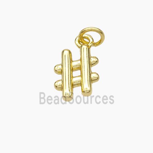 Hashtag Charms Copper Sign Pendant Gold Plated