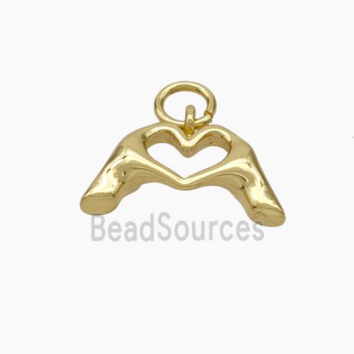 Heart Hands Charms Copper Pendant Gold Plated