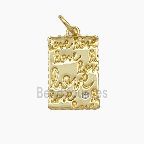 Love Charms Copper Rectangle Pendant Gold Plated