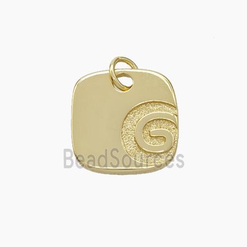 G-Tag Charms Copper Square Pendant Gold Plated
