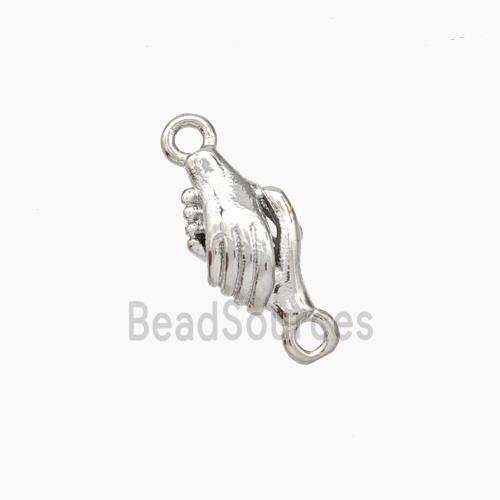 Shake Hands Charms Copper Connector Platinum Plated