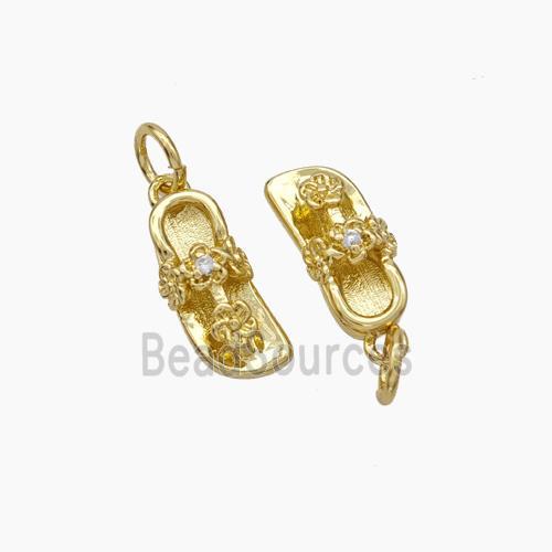 Flip-flops Charms Copper Shoe Pendant Pave Zirconia Gold Plated