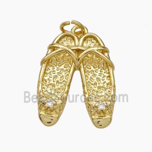 Sandals Charms Copper Shoe Pendant Pave Zirconia Gold Plated