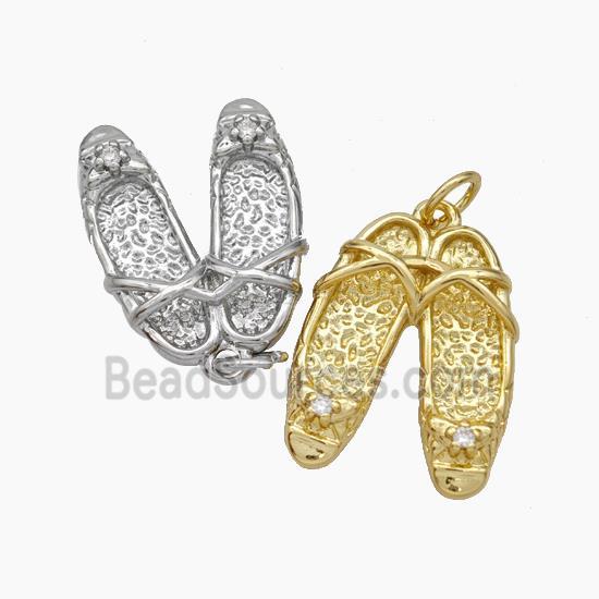 Sandals Charms Copper Shoe Pendant Pave Zirconia Mixed