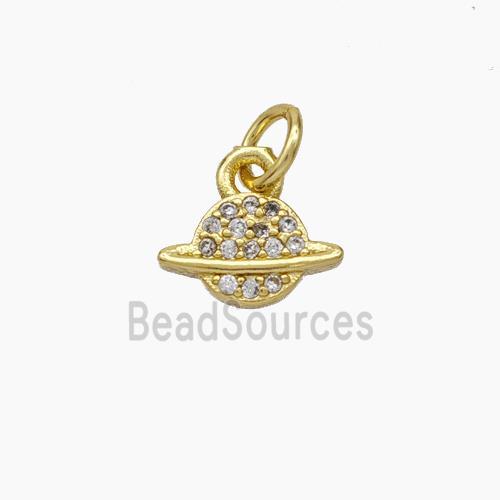 Copper Planet Pendant Pave Zirconia Gold Plated