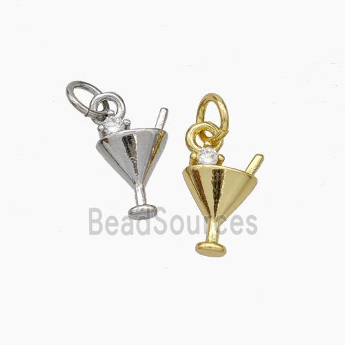 WineCup Charms Copper Pendant Pave Zirconia Mixed
